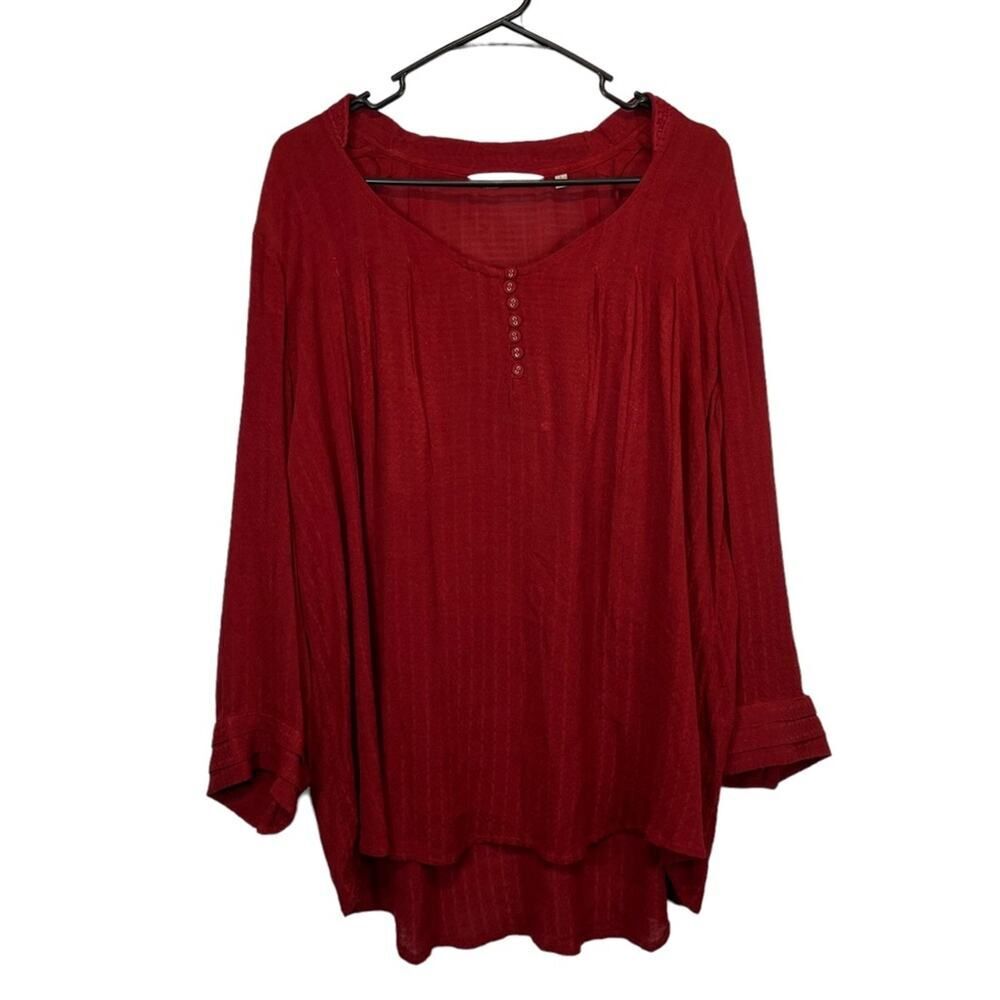 Soft Surroundings Margate Red Button Blouse Size Woman's Large